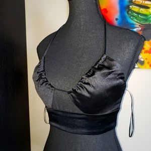 5 For $25✨️New+tag satin black tie cropped top size xs (extra small)